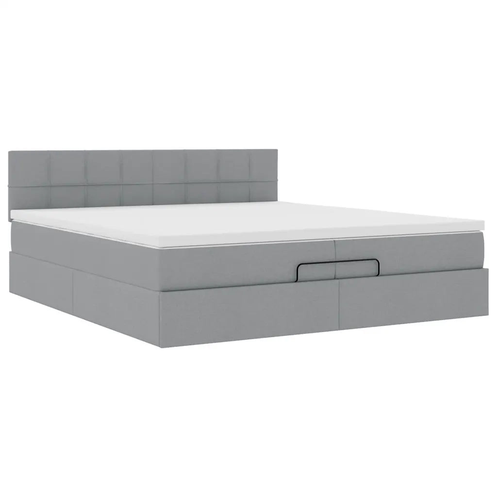 Struttura Letto Pouf con Materassi 200x200 cm in Tessuto 3312333