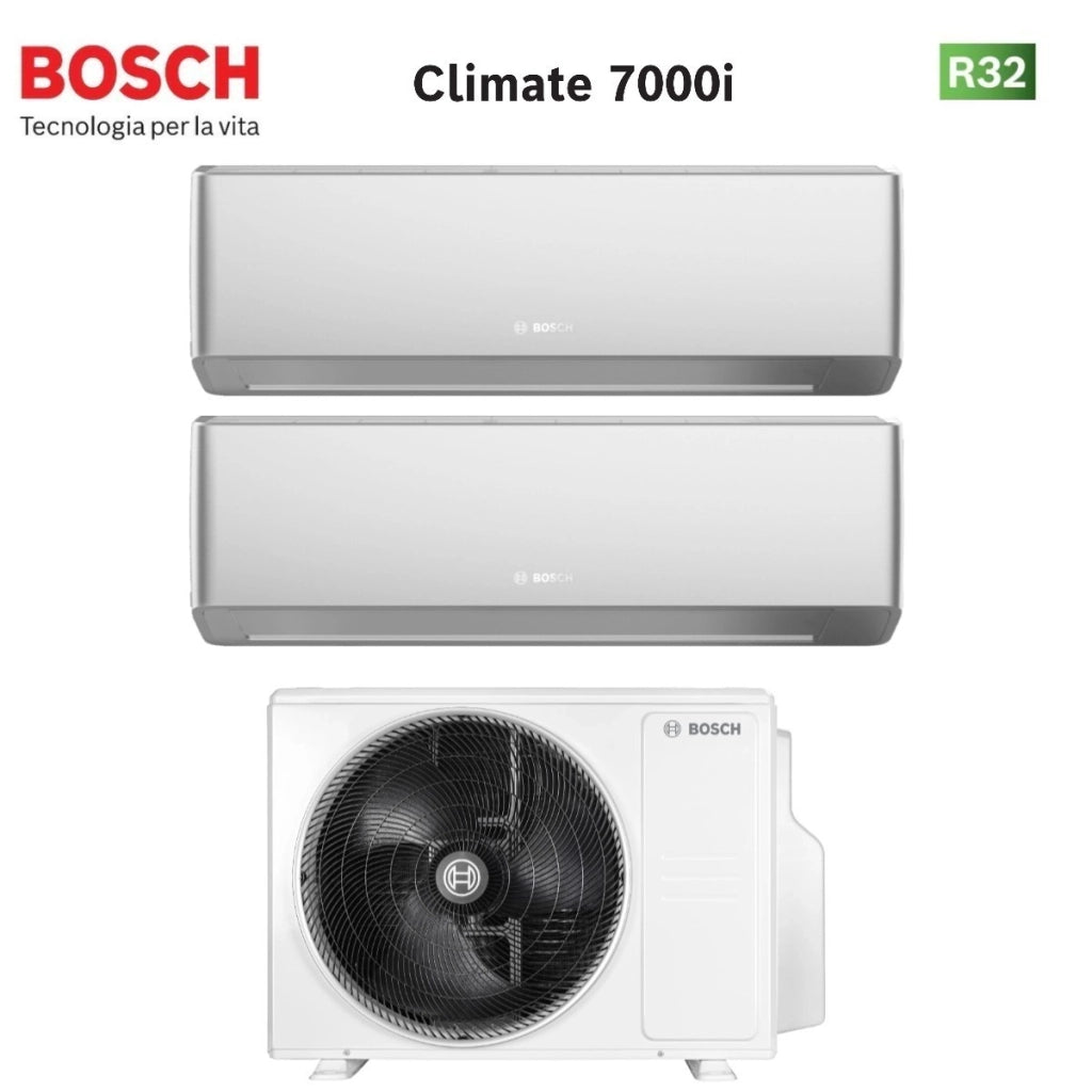 Condizionatore Dual Split Bosch Climate 7000i Silver 9+15 con 5000M 53/2 E R-32 Wi-Fi Integrato