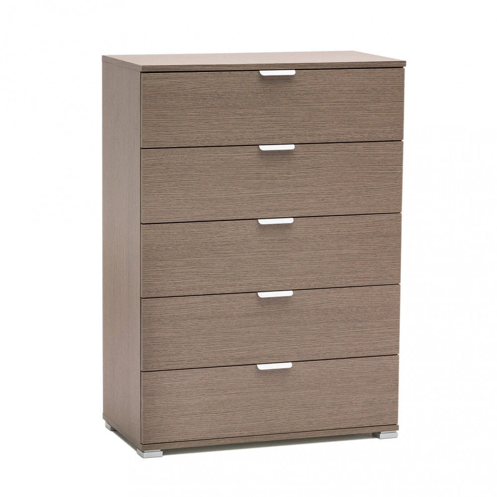 Mobiletto 5 Cassetti Rovere Grigio 75x38x103 h cm in Truciolare bilaminato Rovere grigio