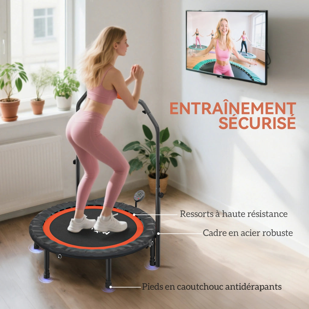 Trampolino fitness con maniglia regolabile ¨C Xylo ¨C pieghevole ? 102 cm nero rosso