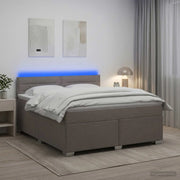 Letto con Box Spring, Materasso e LED Tortora 140 x 200 cm 3451956