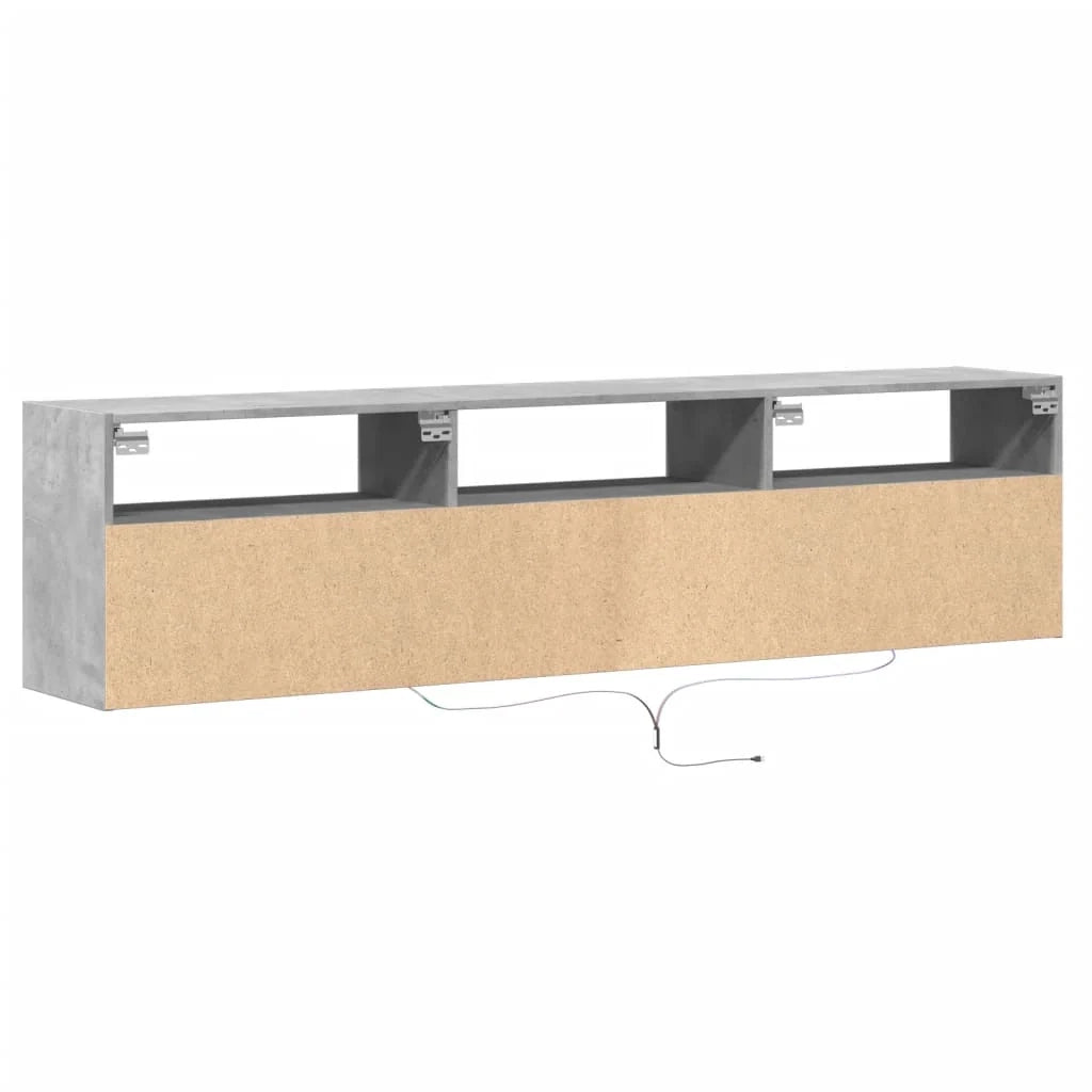Mobile TV multimediale scaffale TV credenza mobile TV sala da pranzo soggiorno camera da letto montaggio a parete con illuminazione a LED 180 x 31 x 45 cm grigio 02_0027817
