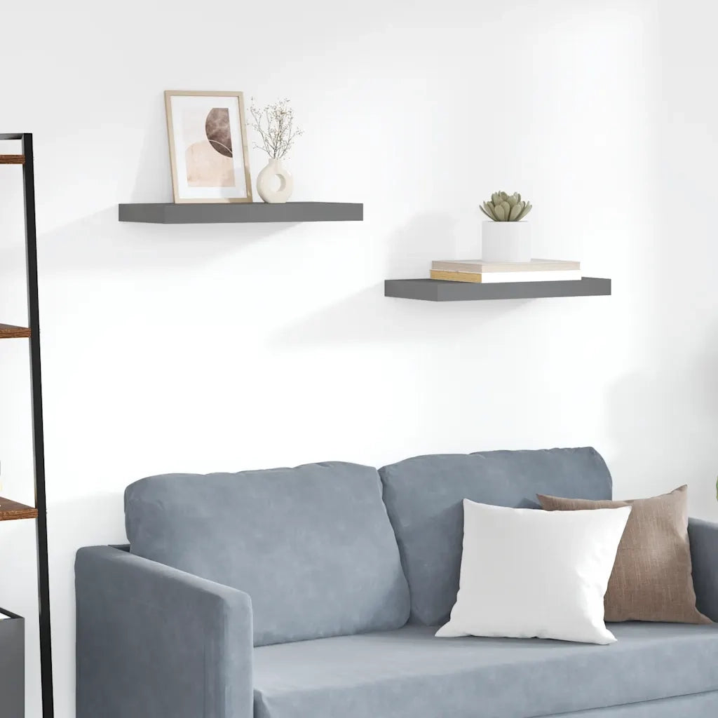 Scaffali a Parete 2 pz Grigio Lucido 50x23x3,8 cm in MDF cod mxl 33124