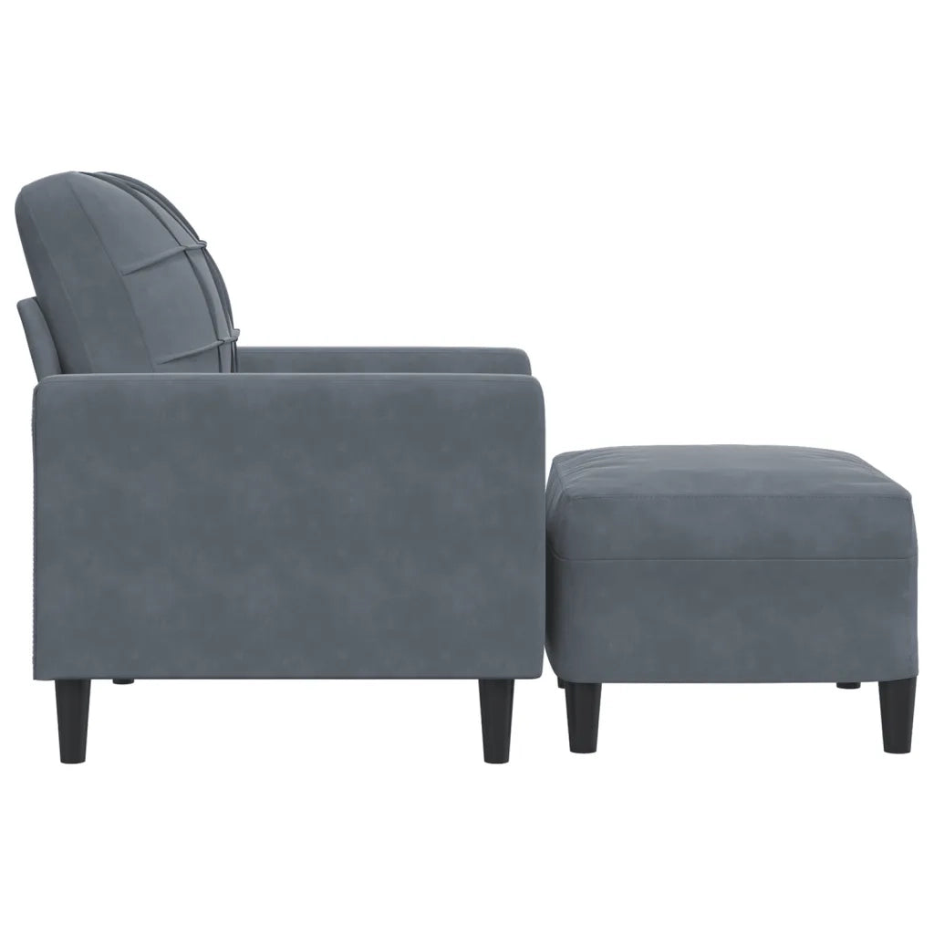 Poltrona con Poggiapiedi Grigio Scuro 60 cm in Velluto 3278258