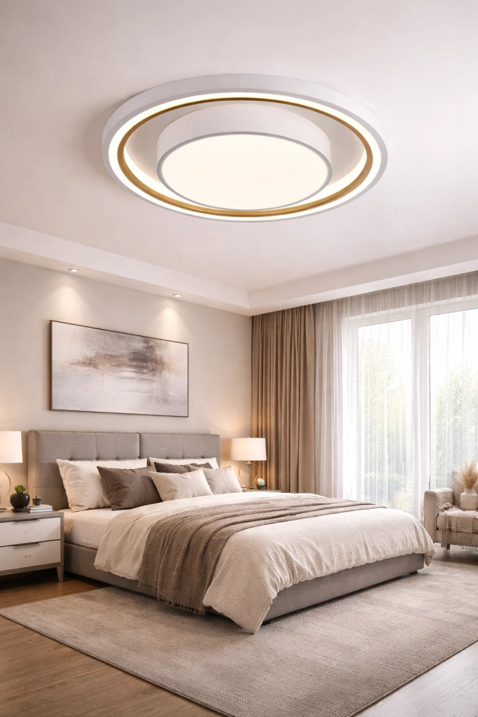 Plafoniera LED Soffitto 35W 2800lm Ø49 cm Dimmerabile con Telecomando CCT 3000K 4000K 6500K Luce Calda Naturale Fredda Design Moderno
