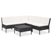 Set Divani da Giardino 6 pz con Cuscini in Polyrattan Nero cod mxl 35762