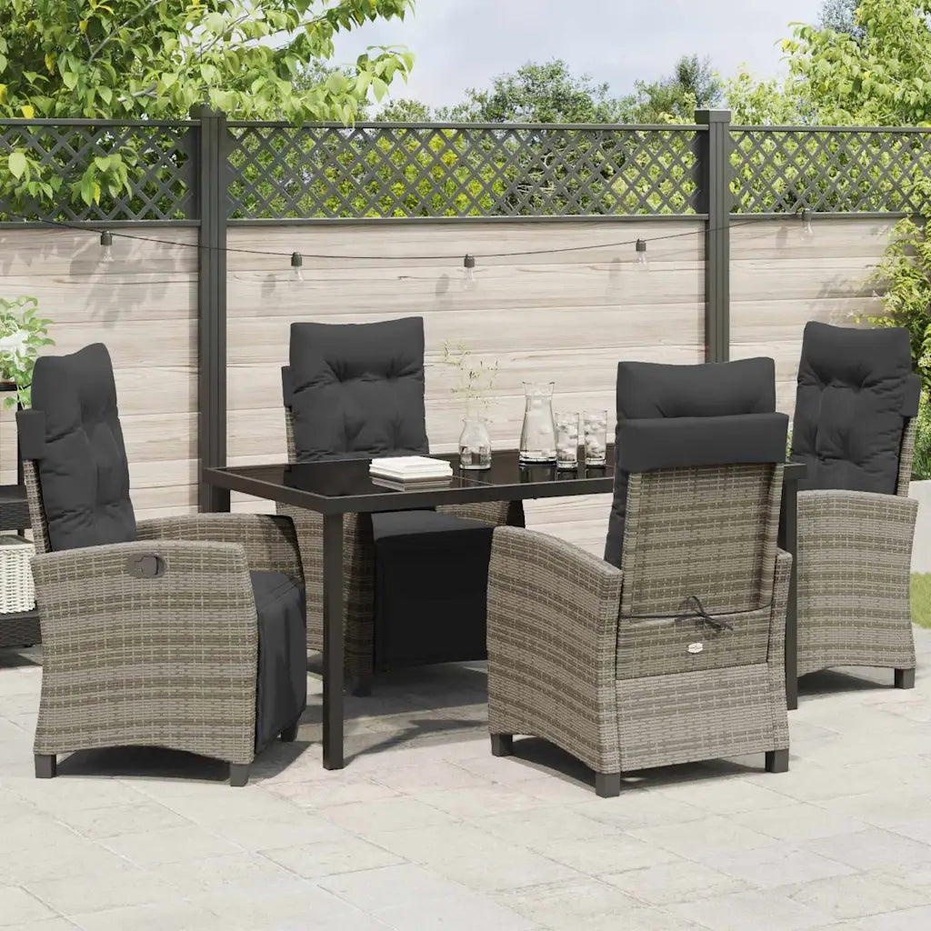 Set da Pranzo per Giardino con cuscino 5 pcs Grigio polyrattan 3380438