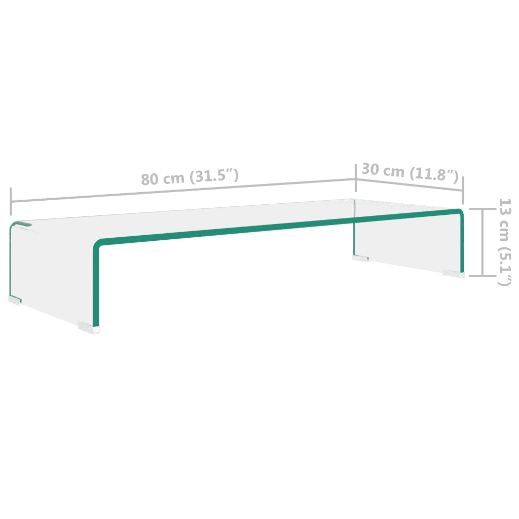 Mobile/Rialzo Porta TV-Supporto per TV in Vetro Trasparente 80x30x13 cm