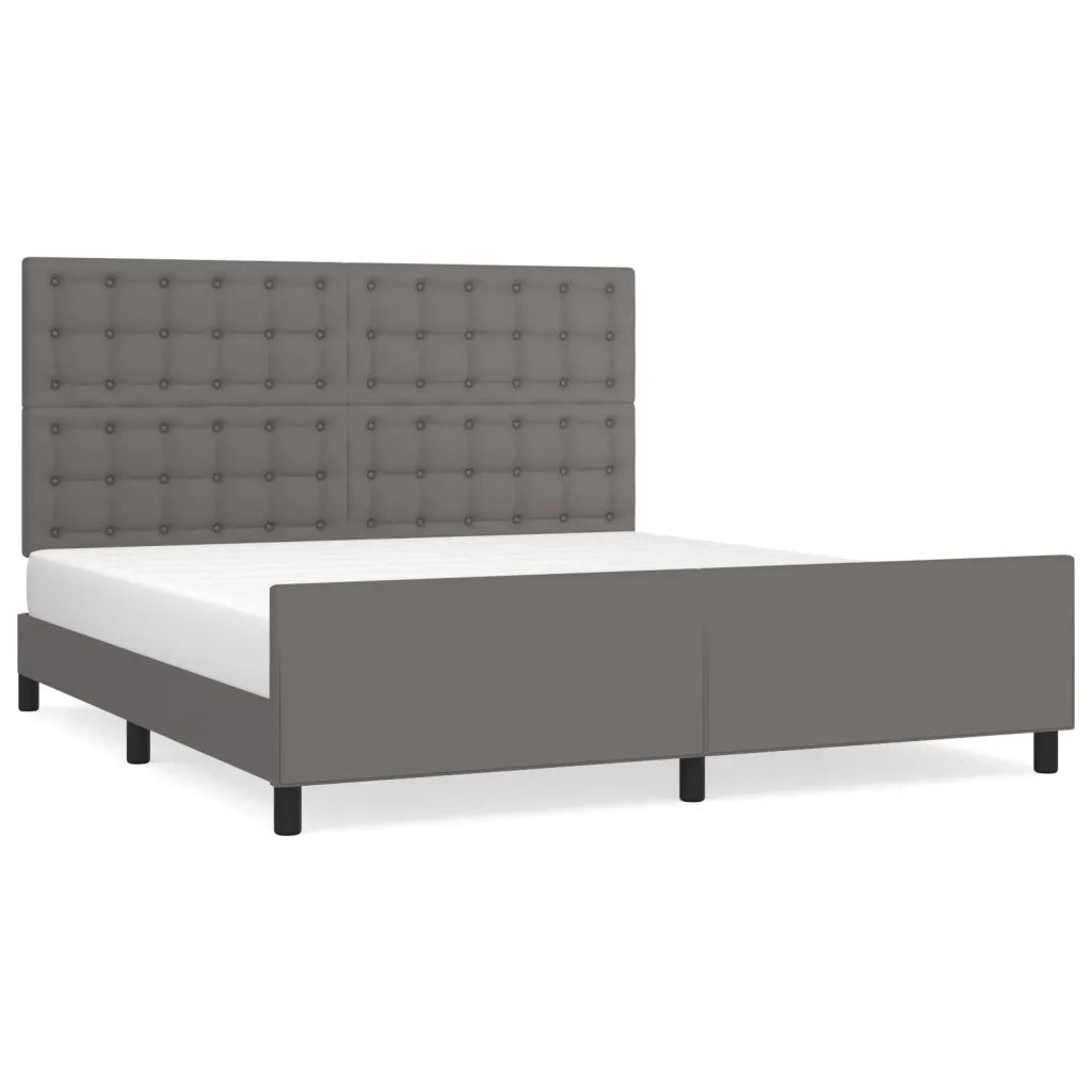 Giroletto con Testiera-Struttura Letto con testiera Grigio 160x200 cm in Similpelle 287456