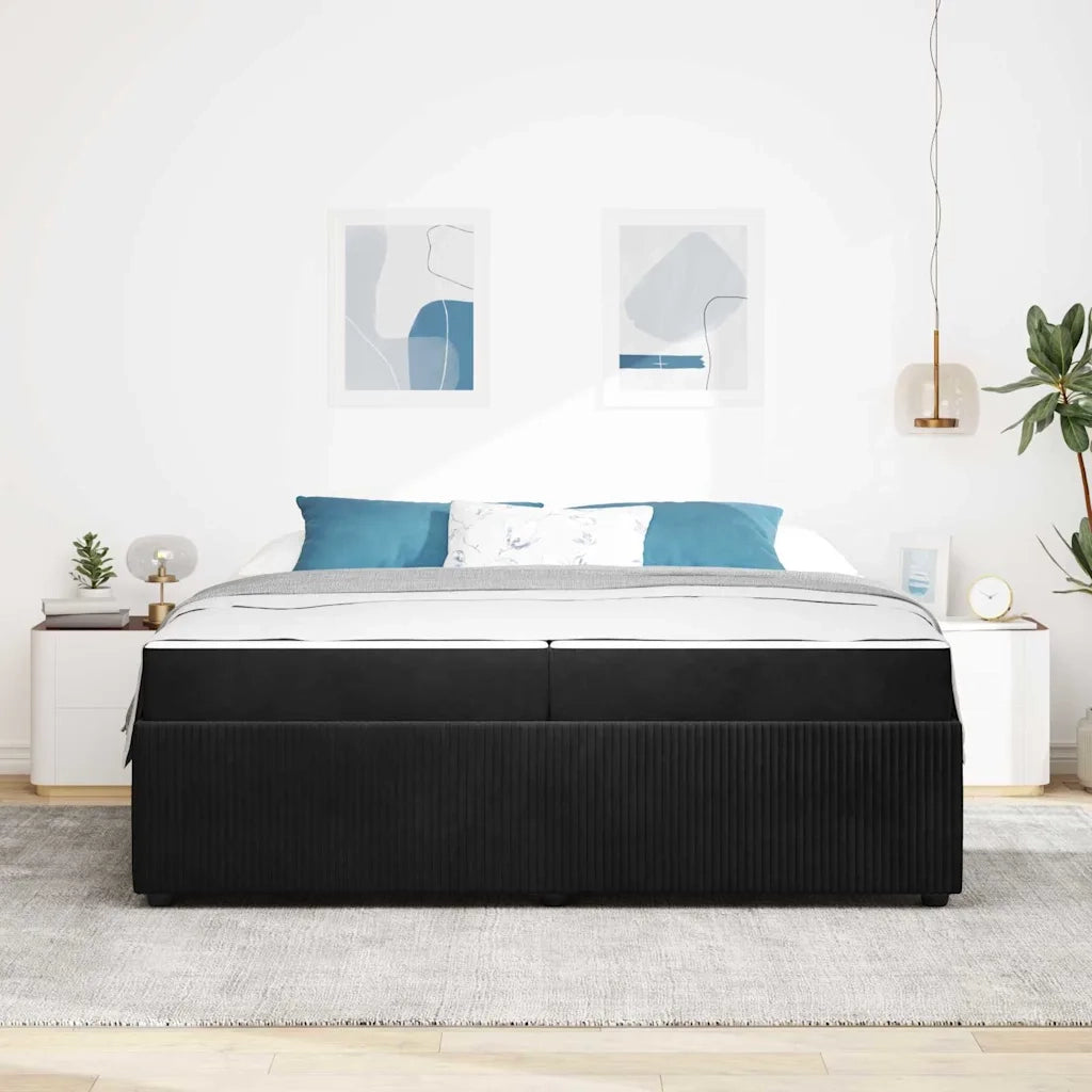 Struttura del letto con materasso Nero 200 x 200 cm Tessuto
