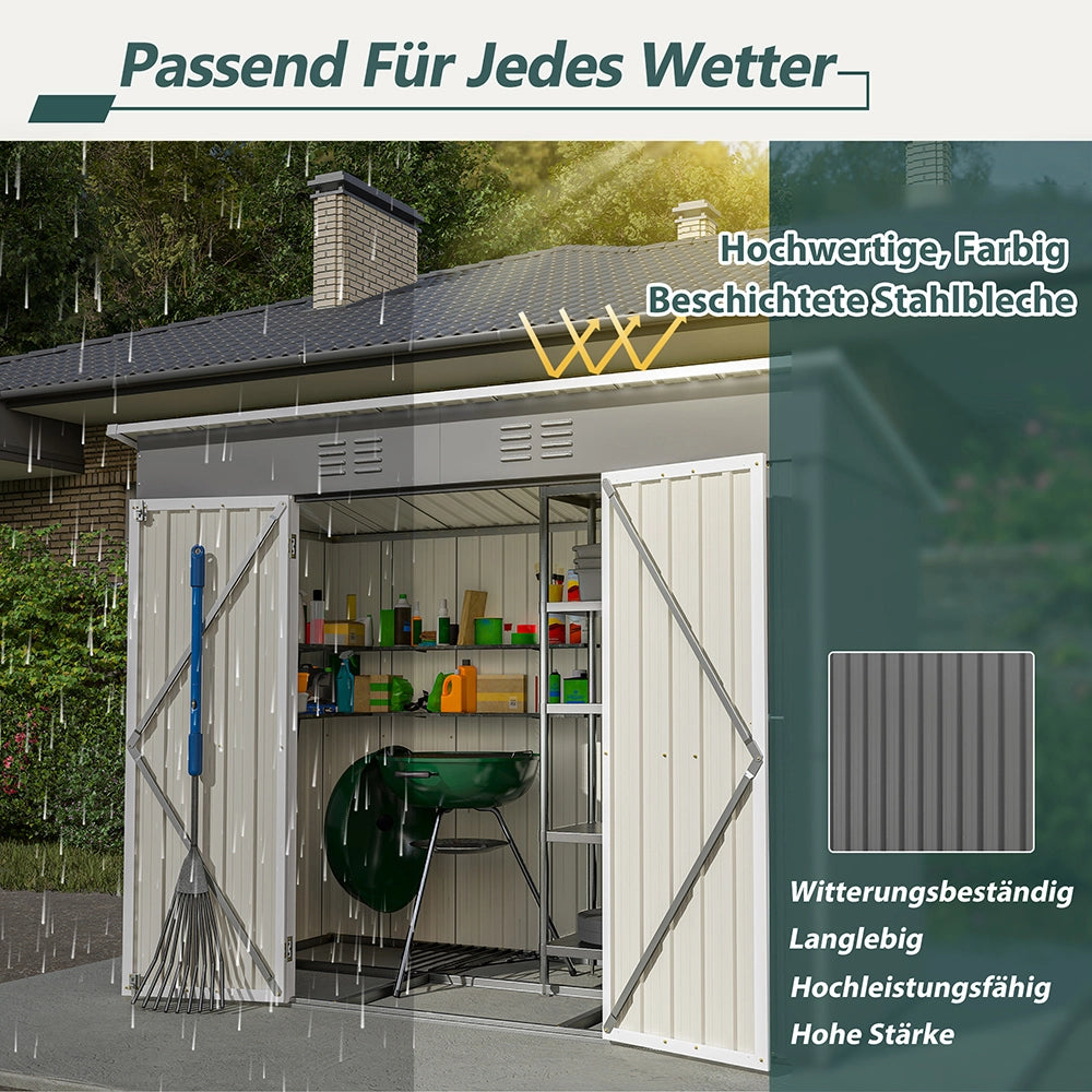Capanno da giardino in metallo - Xylo - 8x4 FT - Grigio - Resistente alle intemperie senza pavimento