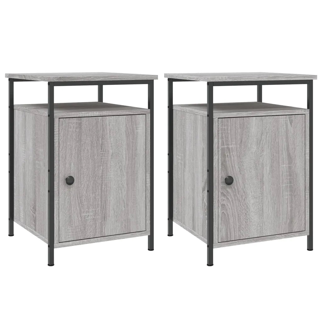 Comodini 2 pz-Set di 2 Tavolino da notte Grigio Sonoma 40x42x60 cm in Legno Multistrato 737298