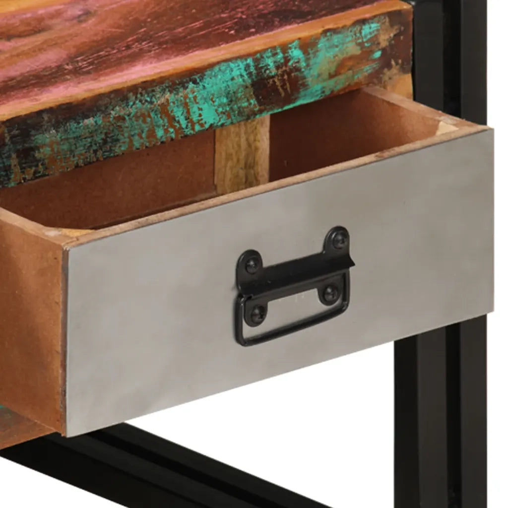Tavolino con 3 Cassetti in Massello Recuperato 100x50x35cm 244941