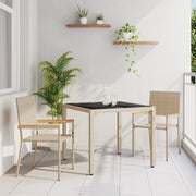 Set da Pranzo da Giardino  a 3 Pezzi Beige Polyrattan