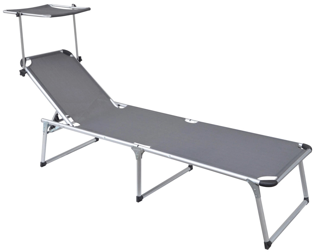 Set 2 Lettini Prendisole da Giardino Pieghevole 220x59x39 cm in Alluminio e Textilene Grigio
