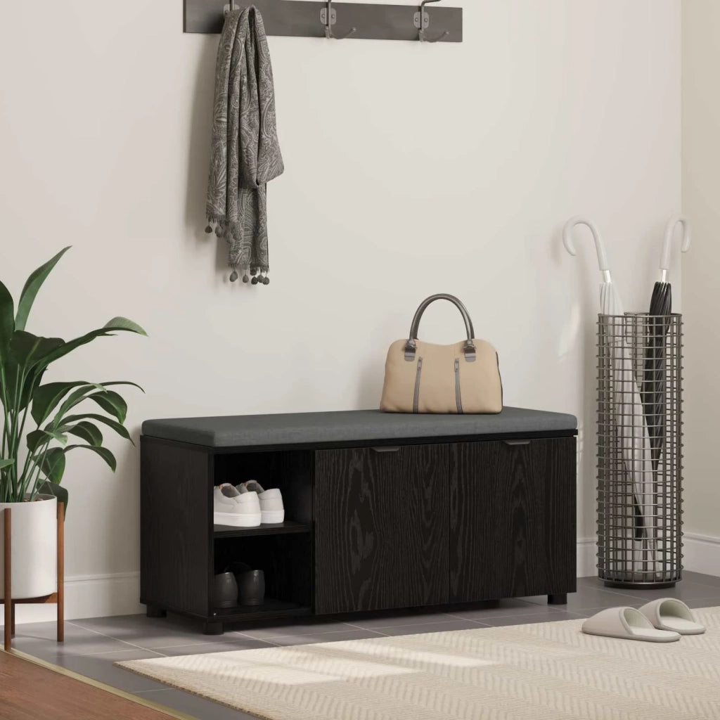 Panca per ingresso con cuscino Rovere Nero 100 x 38 x 46 cm