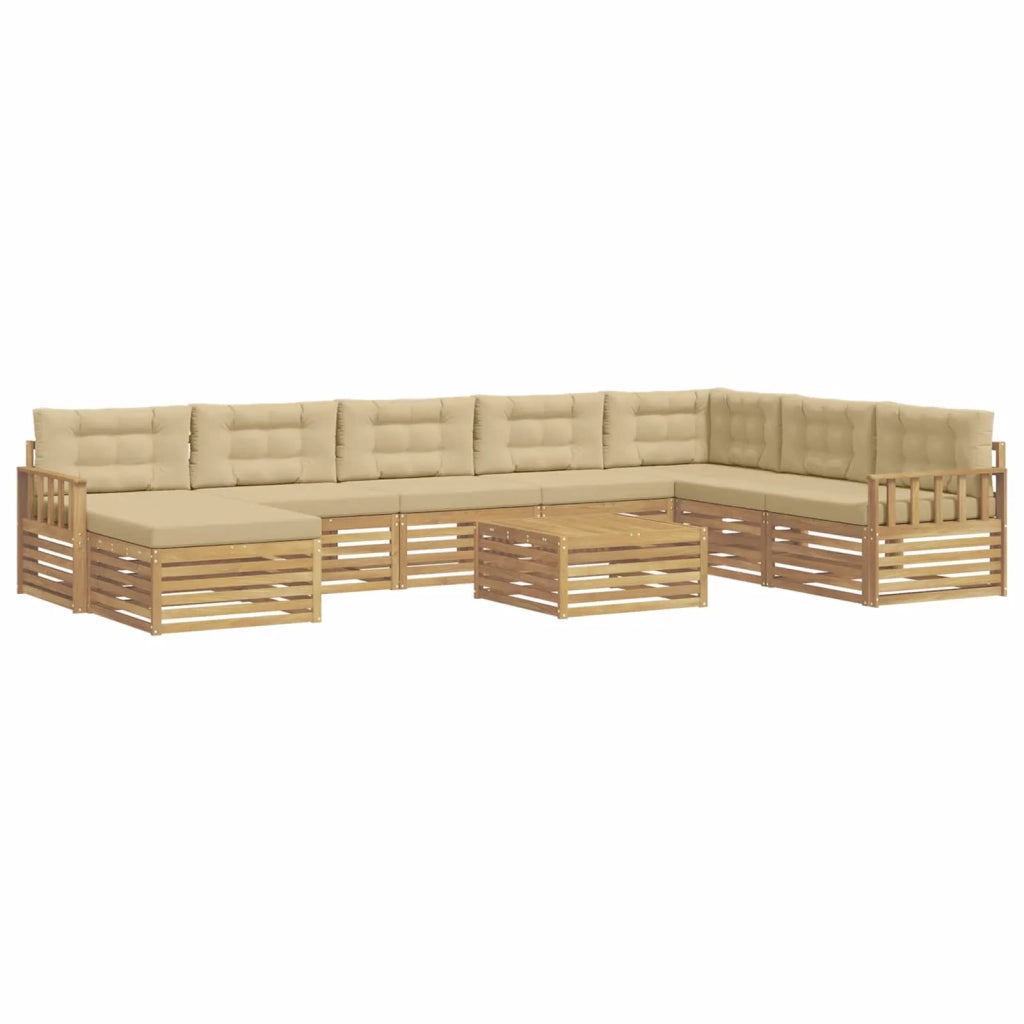 Set di divani da esterno 9 pz Bianco e Beige 3390998