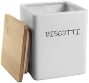 Barattolo quadrato in ceramica con tappo di legno Colore e Fantasia: BISCOTTIERA