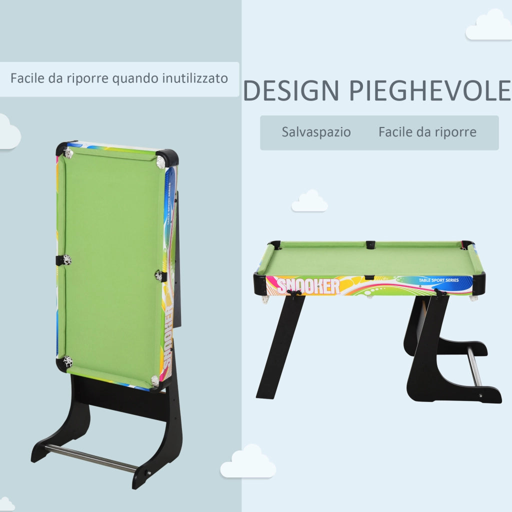 Tavolo da Gioco 4 in 1 Pieghevole per Calcio-Balilla. Biliardo. Air Hockey e Ping Pong. in MDF e Plastica