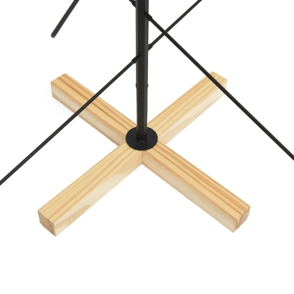 Albero di Natale in Metallo con Base in Legno-Decorazioni natalizie Nero 120 cm