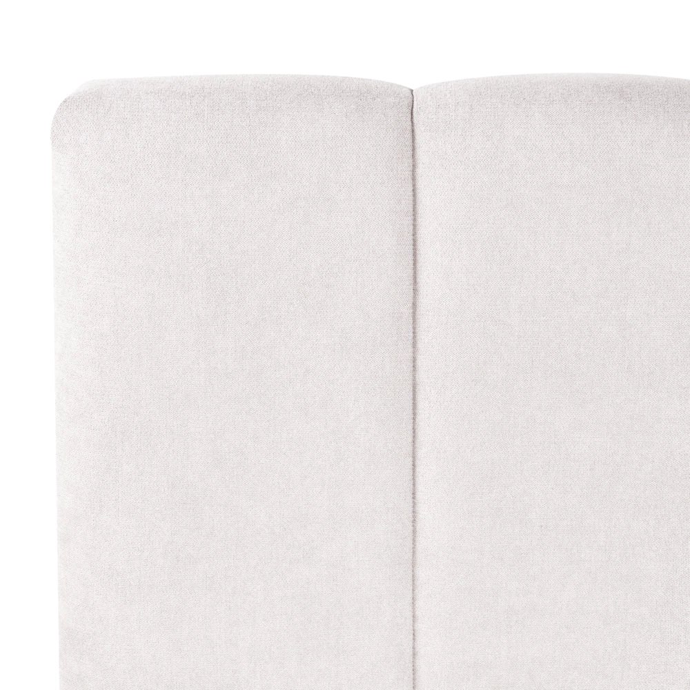 Letto matrimoniale contenitore con trapuntatura verticale in tessuto bianco sporco 140x200 cm struttura sollevabile e testiera alta