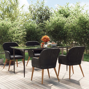 Set da Pranzo da Giardino 5 pz con Cuscini Nero 3156726