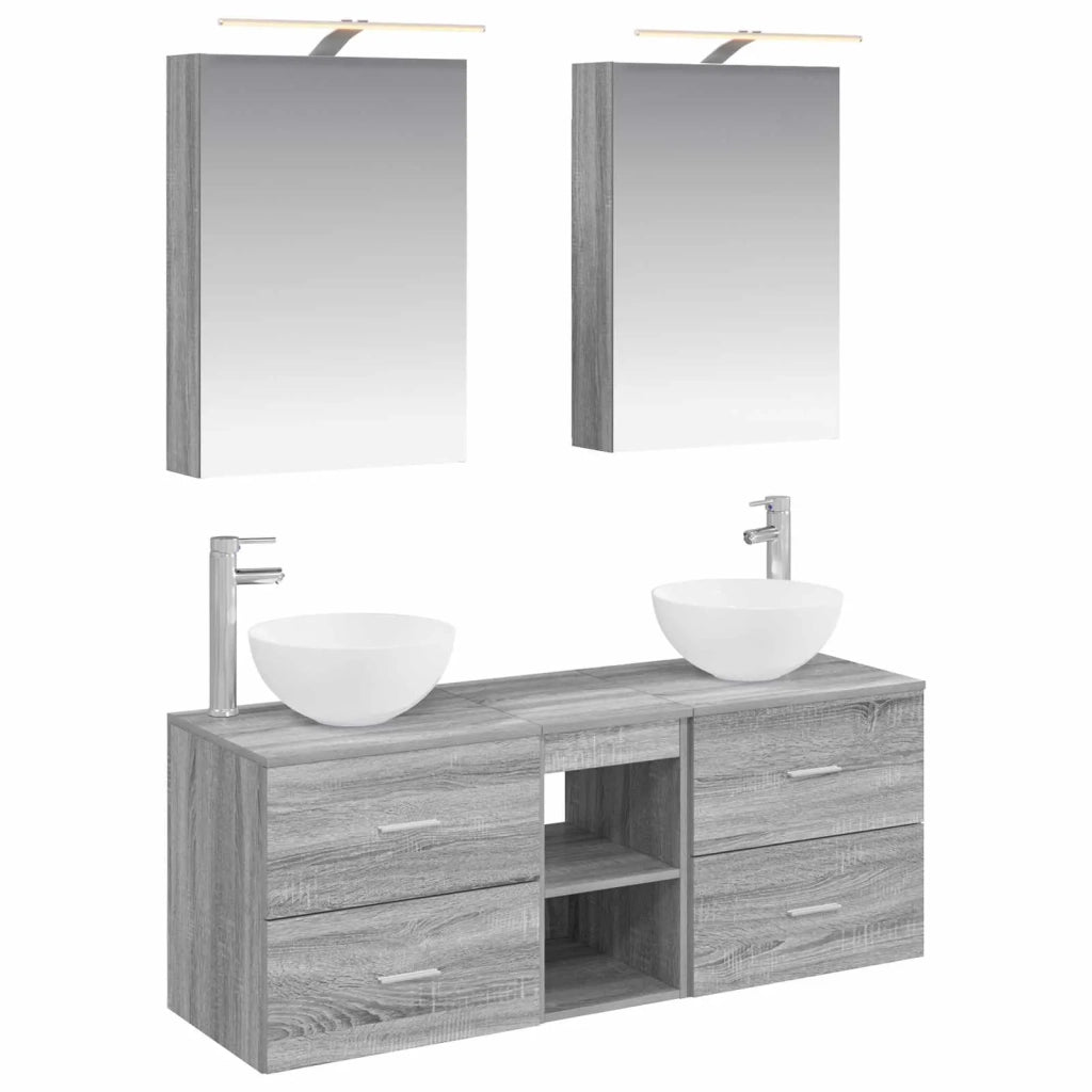 Set di mobili per il bagno 5 pcs Sonoma grigio 3406716