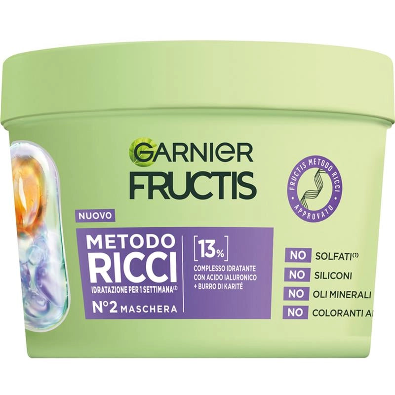 GARNIER FRUCTIS MASCHERA CAPELLI IDRATANTE METODO RICCI CON ACIDO IALURONICO E BURRO DI KARITÈ 370ML