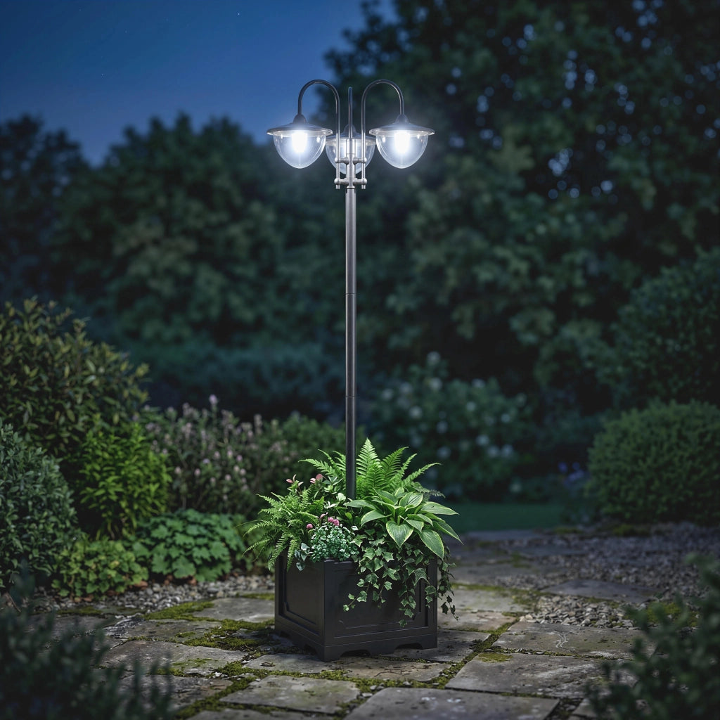 Lampada Solare da Giardino ¨C zephmum ¨C 18 LED 6000K IP44 60x55x189 cm Nero