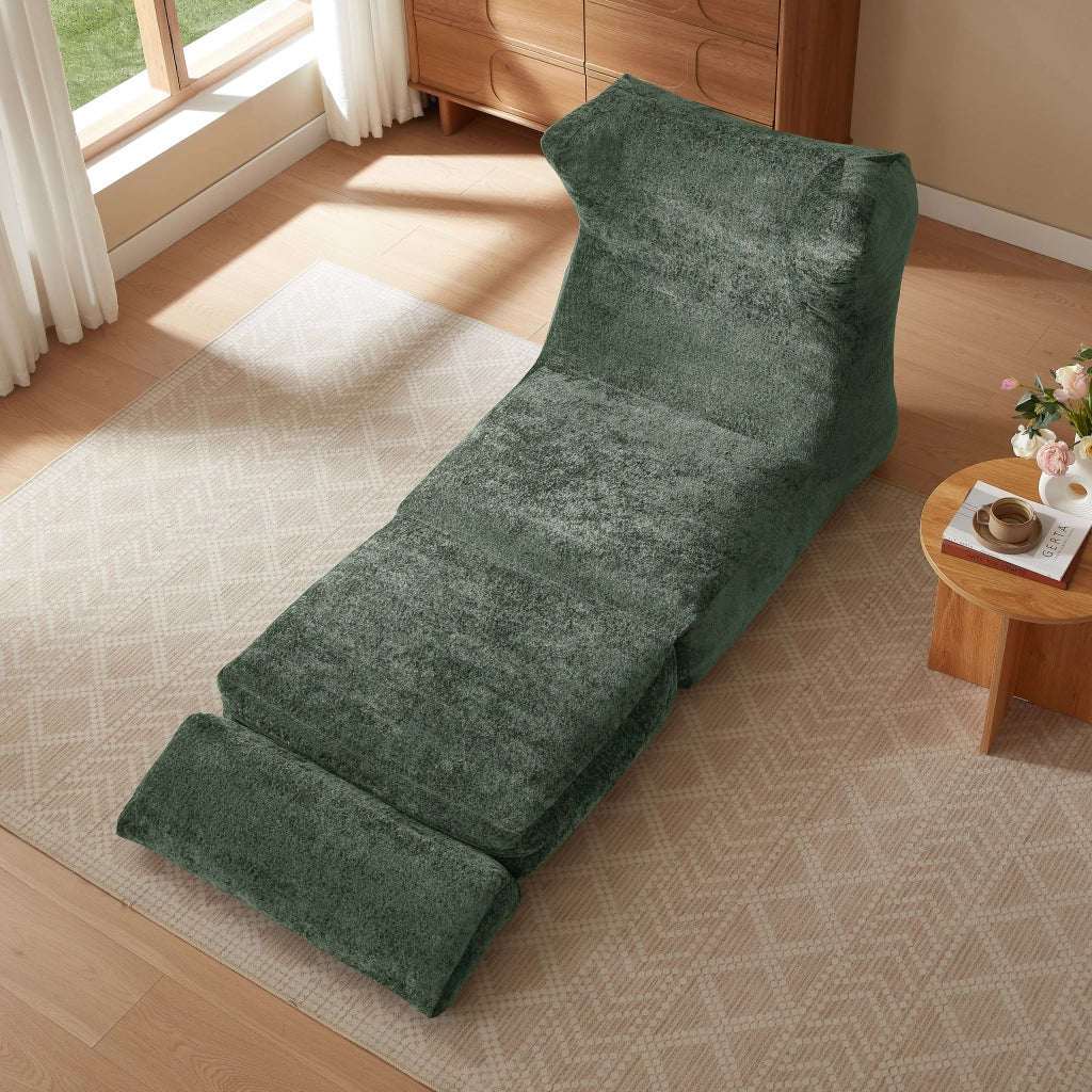 Fauteuil convertibile in schiuma con design unico e uso versatile per soggiorno e camera verde 31 × 31 × 107 cm