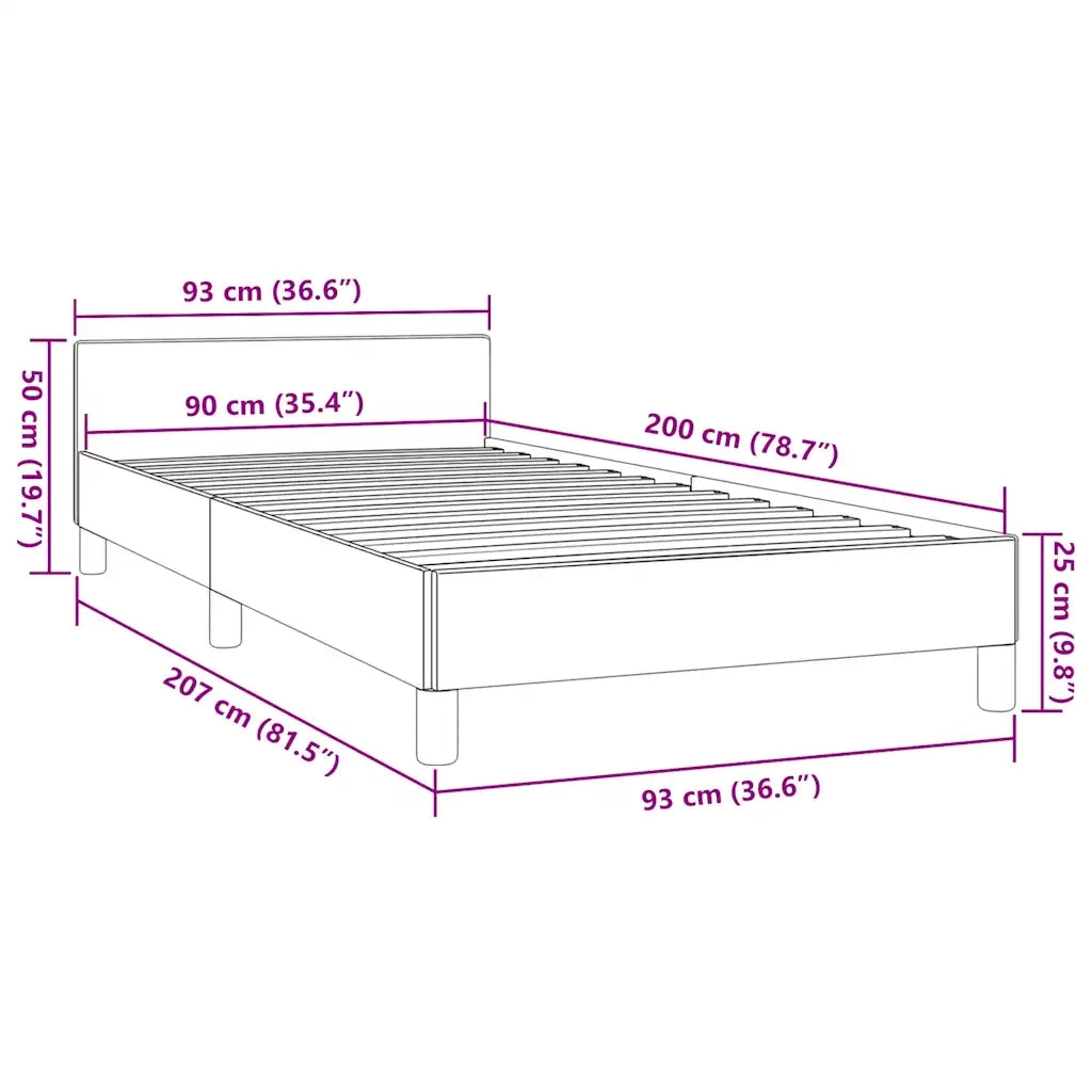 Giroletto con Testiera senza Materasso-Struttura Letto Nero 90x200 cm Tessuto