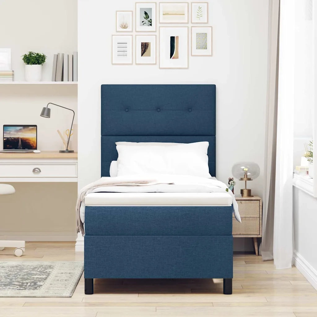 Letto a molle con materasso Blu 90 x 200 cm Tessuto 3339363
