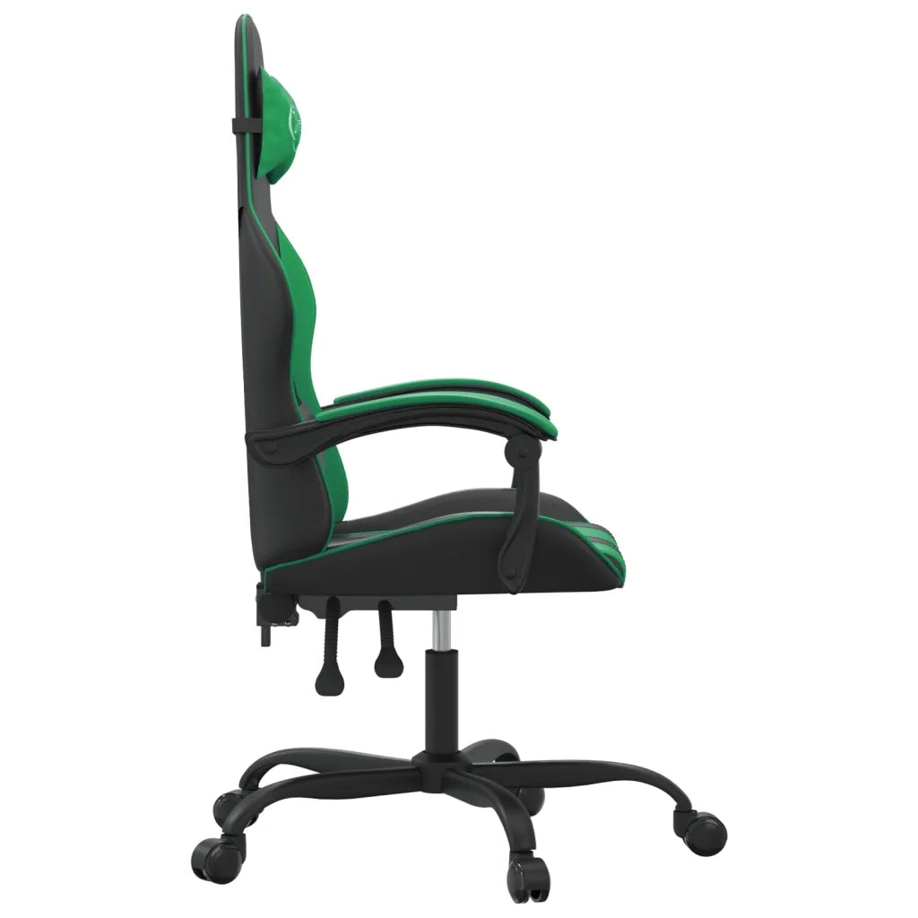 Sedia da Gaming Girevole Nera e Verde in Similpelle 349594