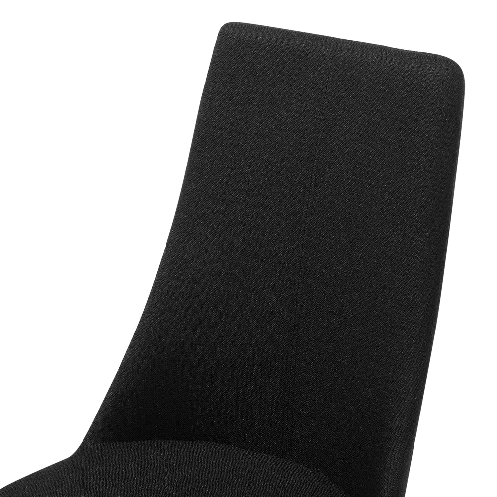 Set di 2 sedie da pranzo con sedile imbottito in tessuto nero e legno chiaro con schienale alto