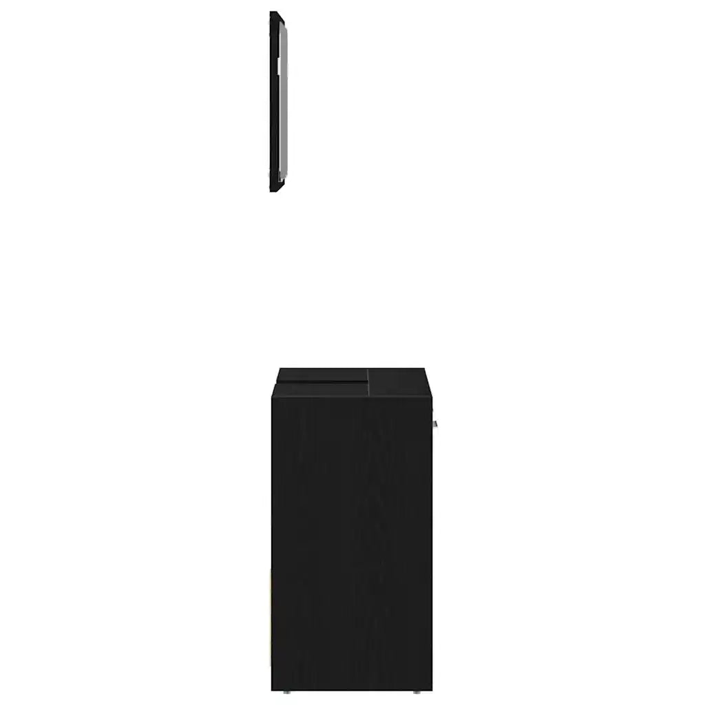 Mobile da Bagno con Specchio Rovere Nero in Legno Multistrato 862014