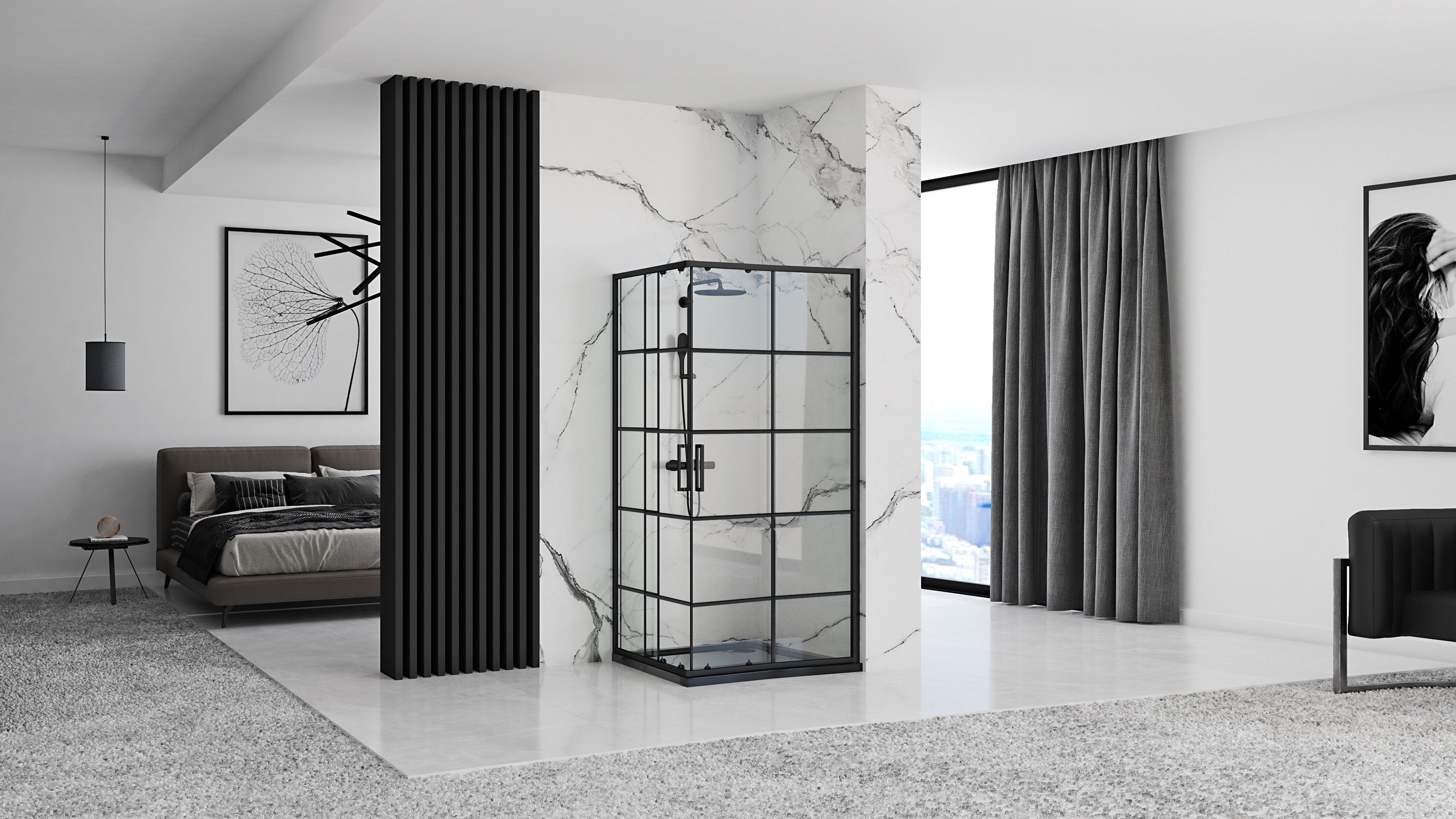 Cabina Doccia Rea Concept Black 80x100 senza piatto doccia