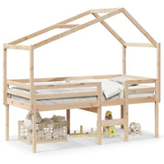 Letto singolo | Letto per adulti | Letto a Soppalco con Tetto 90x190 cm Legno Massello di Pino