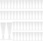 Set di bicchieri di plastica riciclabile - 150ml - glitter argento - picnic matrimoni compleanni feste