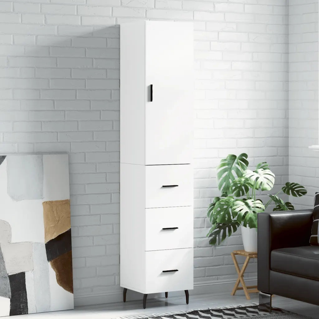 Credenza | Madia | Buffet da pranzo | Armadio da pranzo Bianca 34,5x34x180 cm in Legno Multistrato