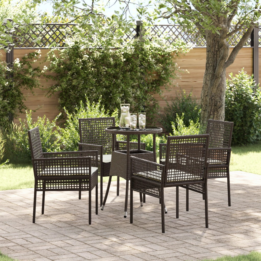 Set da Pranzo da Giardino 5 Pezzi Marrone Polyrattan