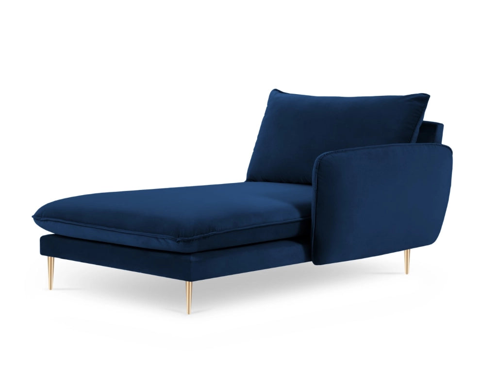 Cosmopolitan Design - Chaise longue destra "Vienna" in velluto blu reale 