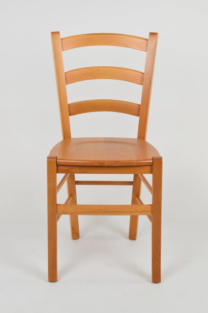Set 6 Sedie Venice Tommychairs, robusta struttura in legno di faggio verniciata in miele e seduta in legno