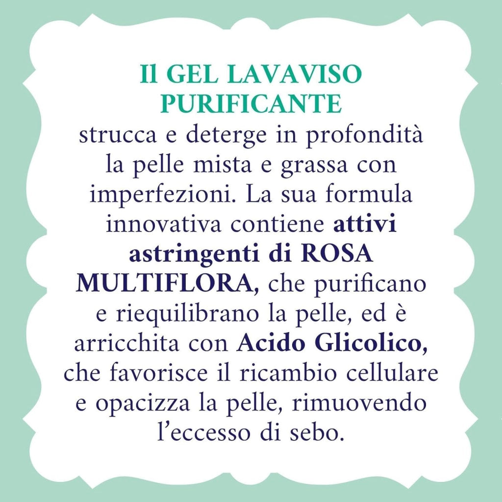 ACQUA ALLE ROSE GEL DETERGENTE VISO PURIFICANTE ROSA MULTIFLORA PER PELLI MISTE O CON IMPERFEZIONI 200 ML