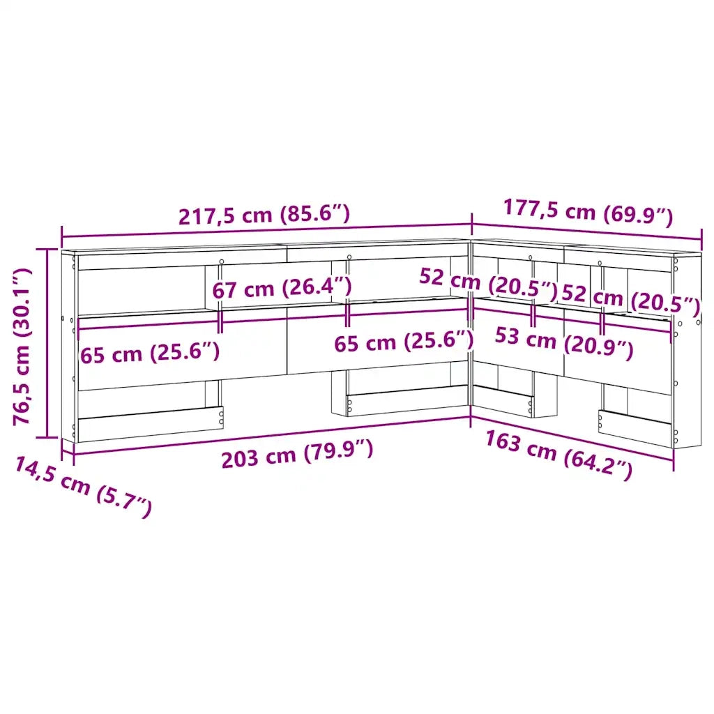 vidaXL Testata contenitore rovere artigianale 160 cm Legno multistrato