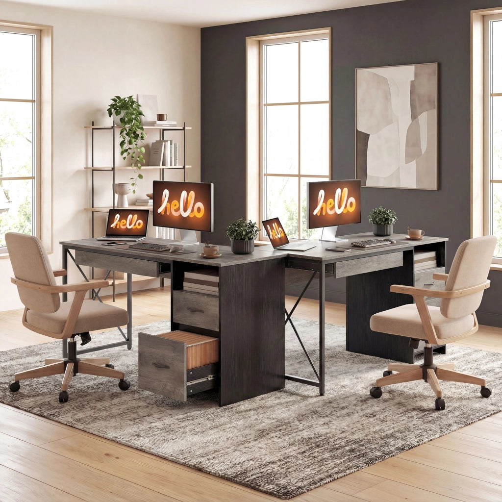 Scrivania Computer con Cassetti e Ripiano Tastiera ¨C Zephmum ¨C Grigio 120x50x