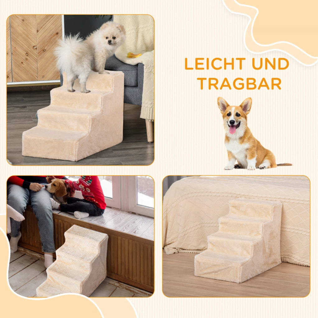 Scaletta per animali 4 gradini beige 60 x 35 x 44 cm