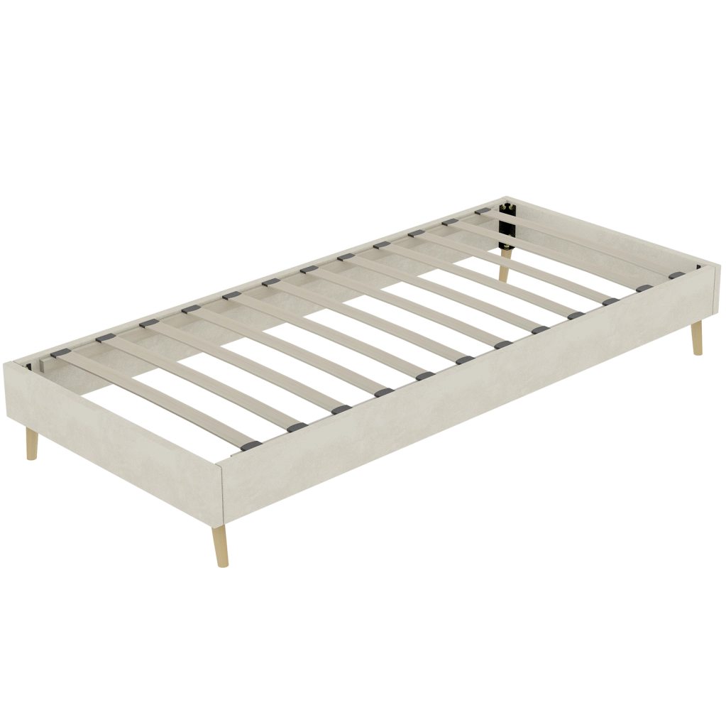 Letto a piattaforma 90x200 cm in tessuto e metallo beige