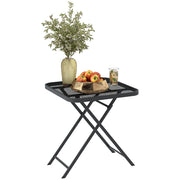 Tavolo da giardino pieghevole 70 x 70 cm; tavolo da balcone impermeabile; tavolo pieghevole quadrato con ritagli; nero
