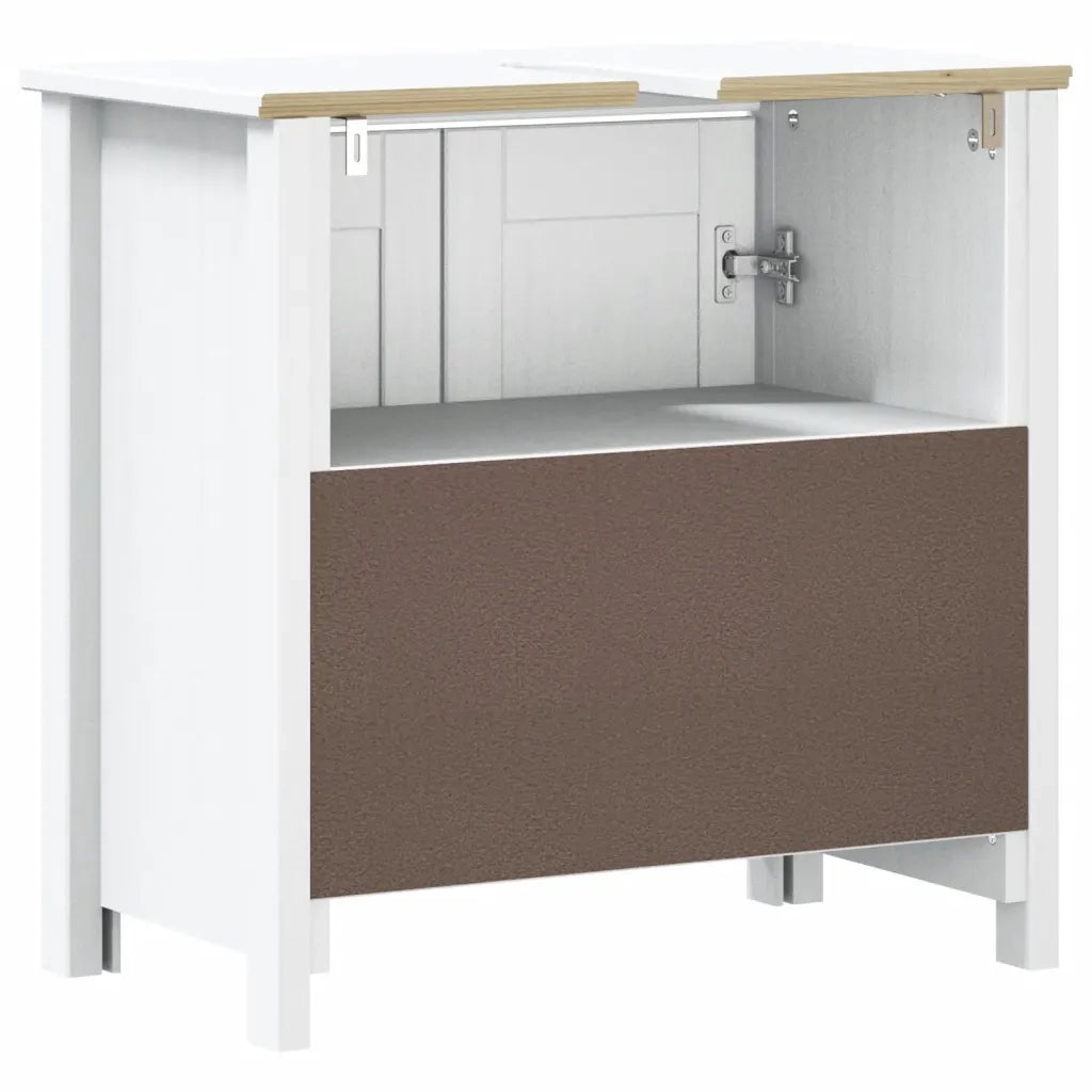 Mobile Lavabo da Bagno BERG Bianco 60x34x59 cm Massello Pino 358552