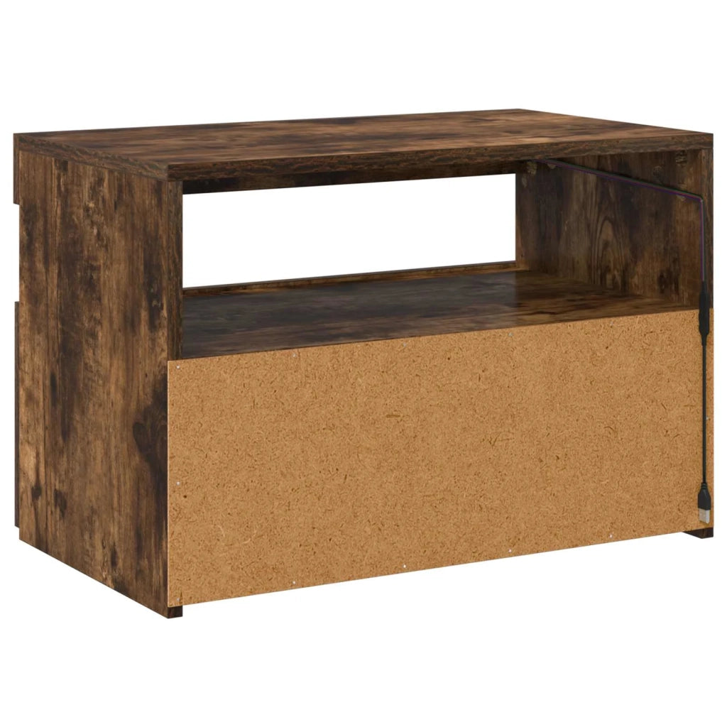 Mobile Porta TV con Luci LED Rovere Fumo 60x35x40 cm 815678